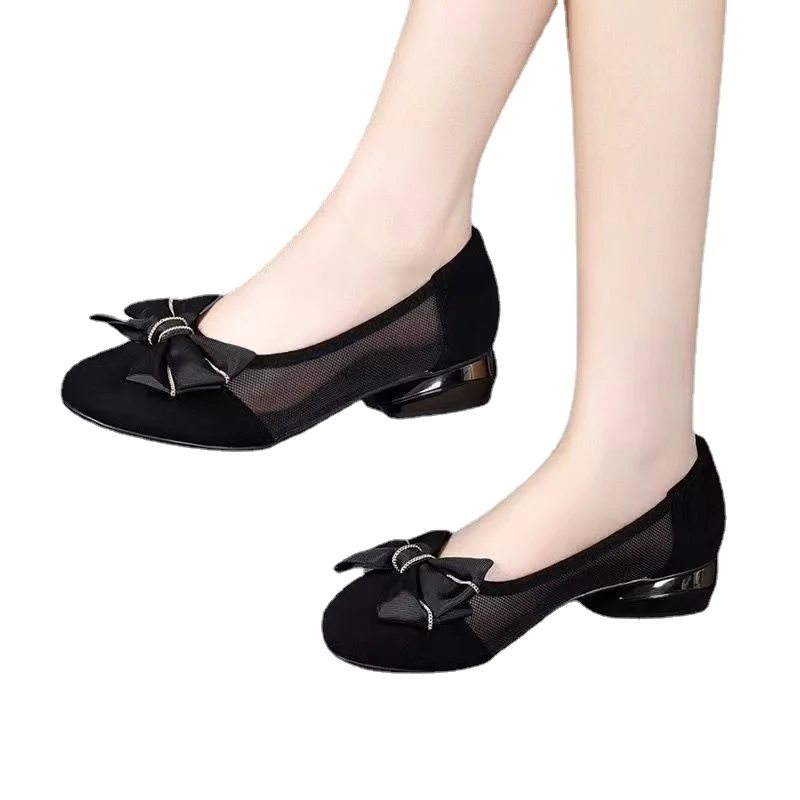 2023 Spring New Women's Single Shoes Luxury Pointed Sequins Rhinestone Crystal Bowknot High Heel Wedding Party Shoes