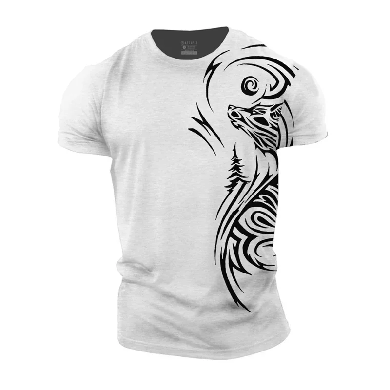 Summer Retro 3D Printed Dragon Pattern Men's T-shirt Casual Fashion Short Sleeve Fitness Quick Drying Comfortable Breathable Top