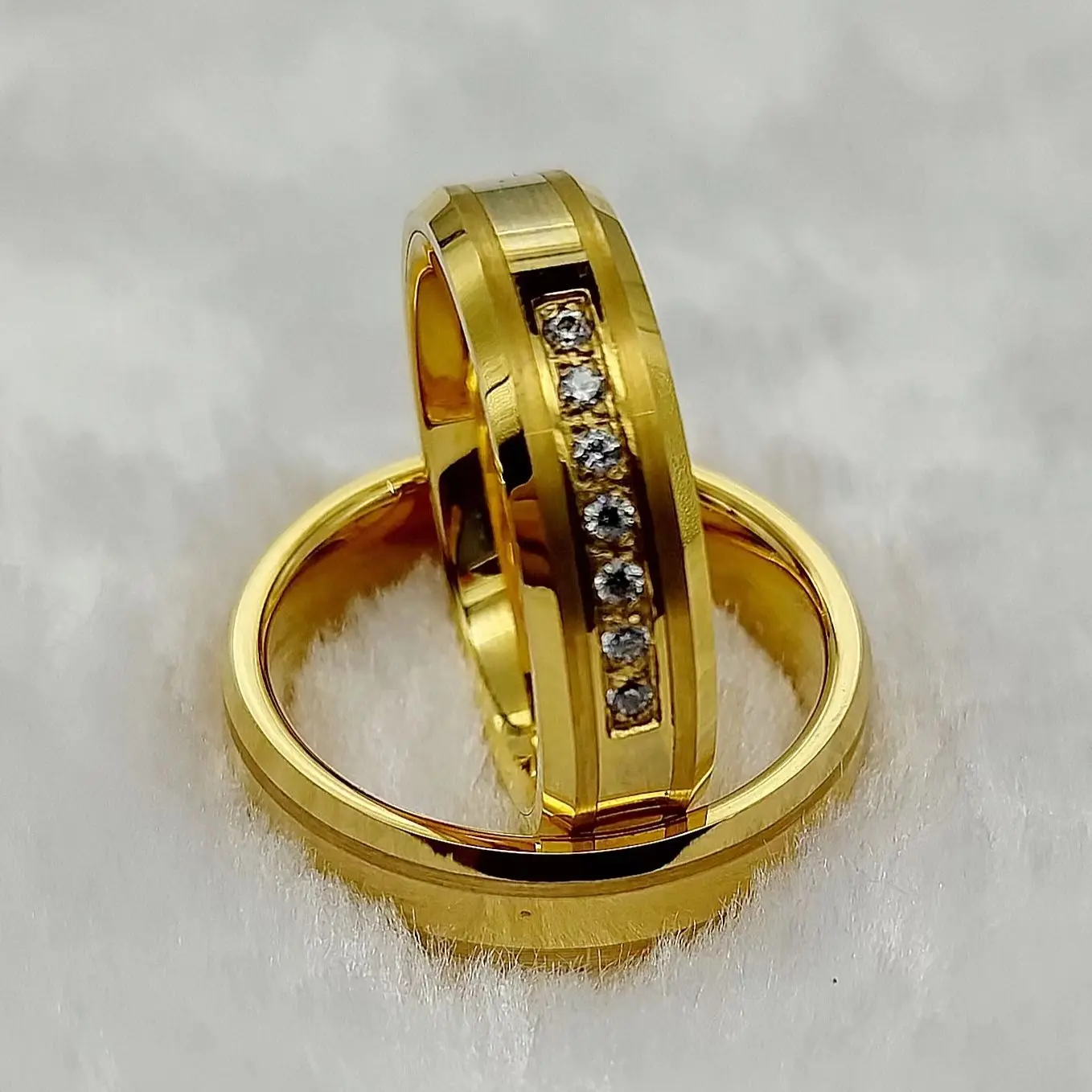

High Quality Western Designer Lover's Couples Wedding Rings set For Men and Women 24k Gold Plated Bridal Promise Engagement Ring