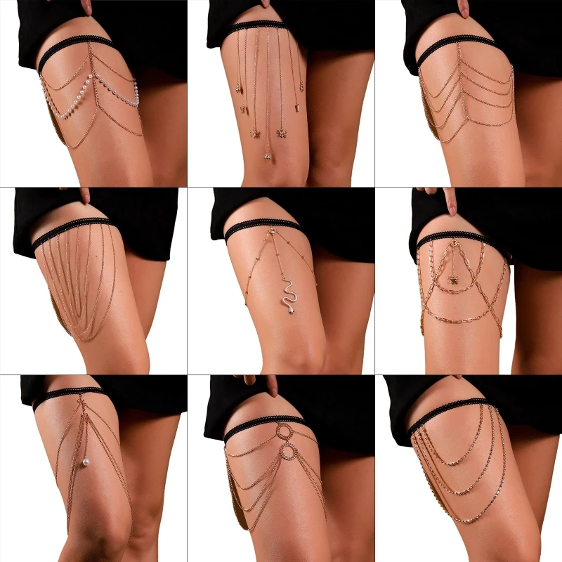 

Gothic Leg Chain Belt Boho Multi Layer Thigh Chain Party Decor for Girl