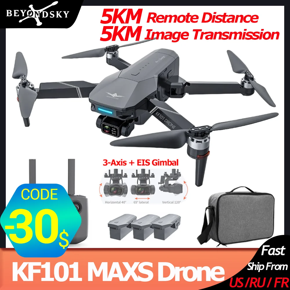 

KF101 MAX S 4K GPS Drone Camera 3-Axis EIS Gimbal FPV Quadcopter Digital Graphic Transmission RC Helicopter HD 4K Camera Drone