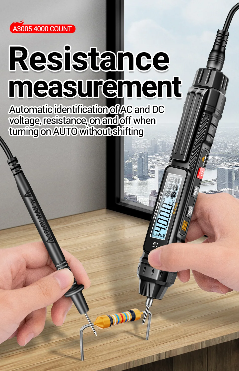 ANENG A3005 Pen Type Multimeter Digital Professional Mini AC/DC Voltage 4000 Counts Meter Resistance NCV Ohm Diode Tester Tools