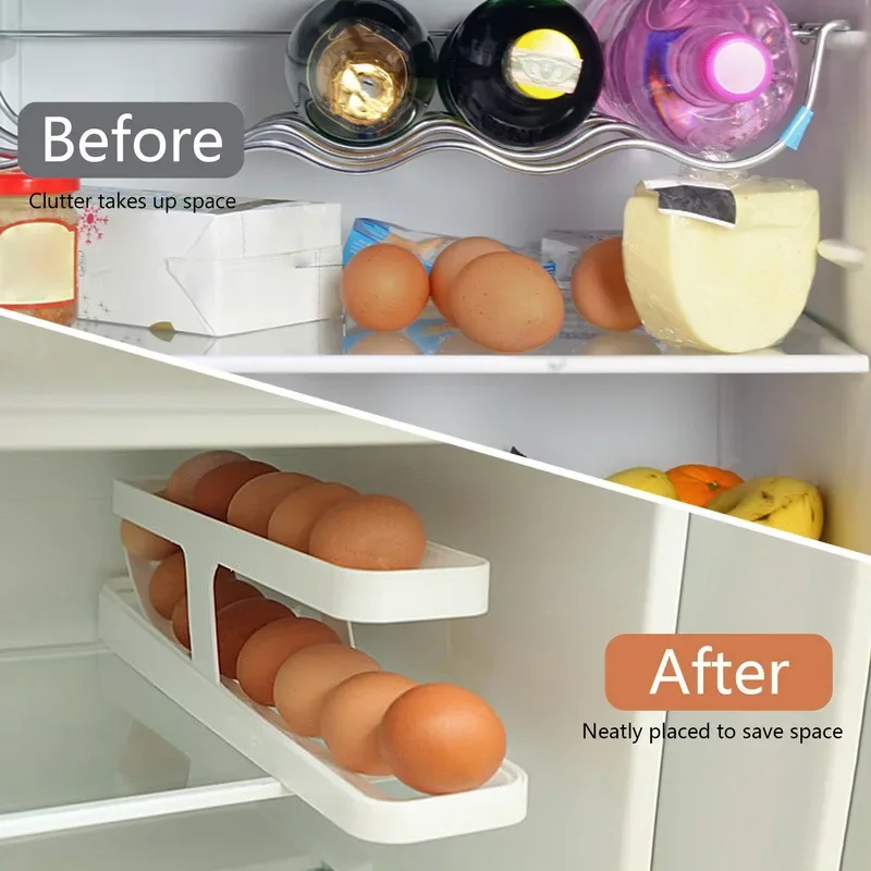 Automatic Rolling Egg Holder Rack Fridge Storage Box Egg Container Kitchen Refrigerator Egg Dispenser Fridge Organizer Dropship 5