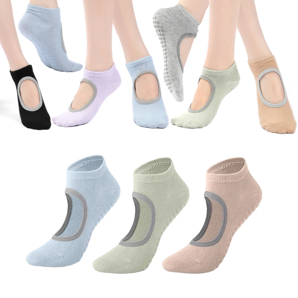

Yoga Socks for Women Non-Slip Grips & Straps, Bandage Cotton Sock, Ideal for Pilates Pure Barre Ballet Dance Barefoot Workout
