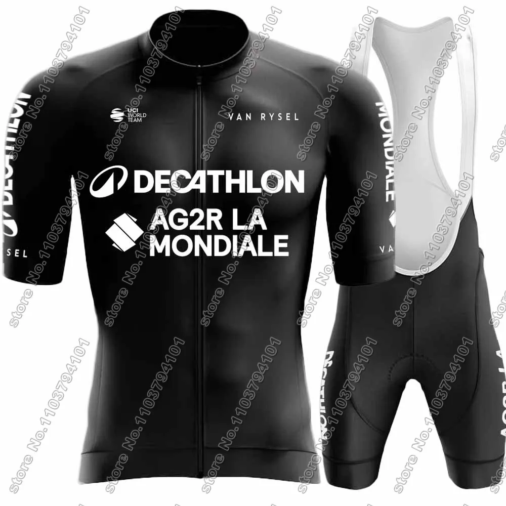 Ag2r Team Cycling Jersey 2024 Set France White Black Clothing Short Sleeve Bicycle Shirt Road Bike Suit MTB Wear Shorts MTB Ropa 3