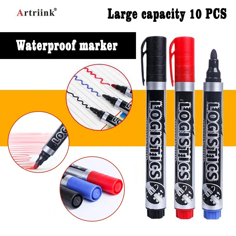 검정 빨강 파랑 방수 속건성 색상 지속성 마커 펜 세트 (칠판, 물류 사무실, 학교, 그림 그리기, 문구용)