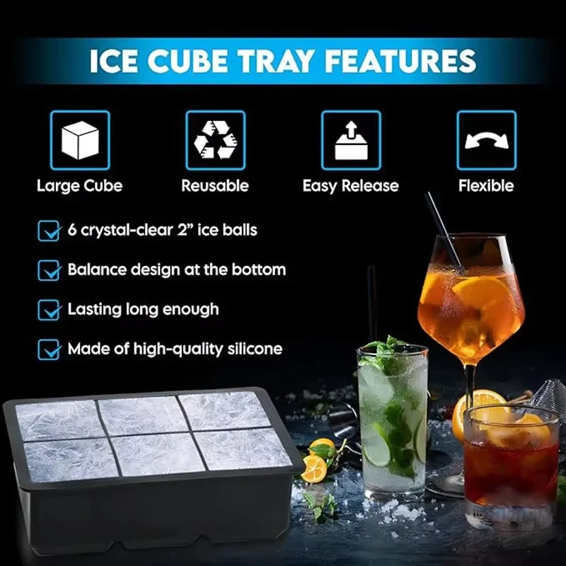 Ice Molds 6/8/15 Grids Food Grade Silicone Square Tray DIY