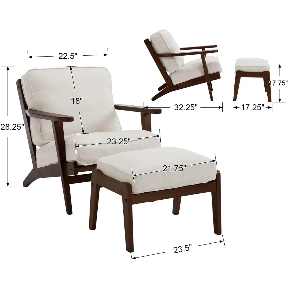 RBXC Mid-Century Modern Accent Chair with Ottoman - view 2