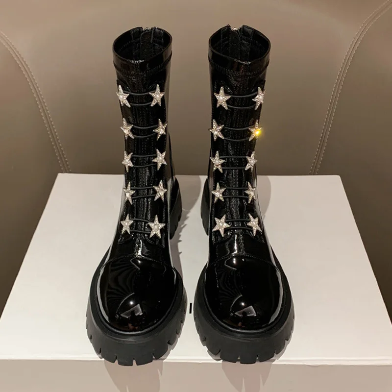 

Women Casual Chelsea Boots PU Leather Winter Fashion Ladies Ankle Boots Retro Boot Brand Platform Shoe for Women 2022 New