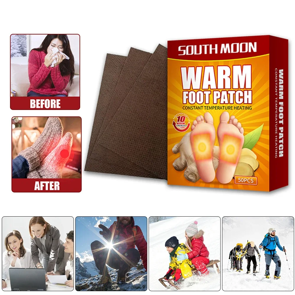 50Pcs Body Foot Warmer Sticker Air Activated Odorless Hot Insole Warmers Multifunctional Foot Warmer for Outdoor Fishing Hunting