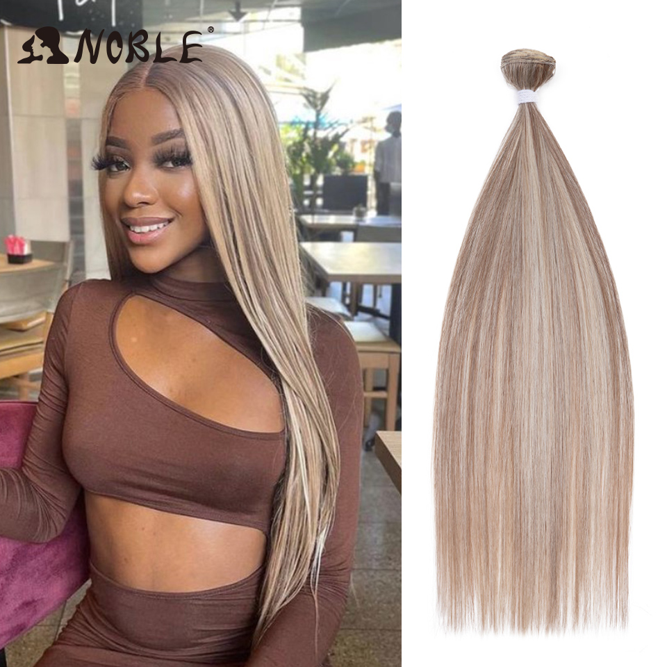 Straight Hair Extensions Bundles With Frontal Closure Synthetic Hair Bundles Salon Natural Hair Yaki Straight High Temperature