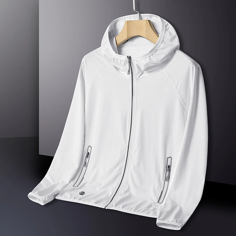 Ice silk sun protection suit for men, summer light and thin skin windbreaker for couples, UV resistant quick drying jacket b