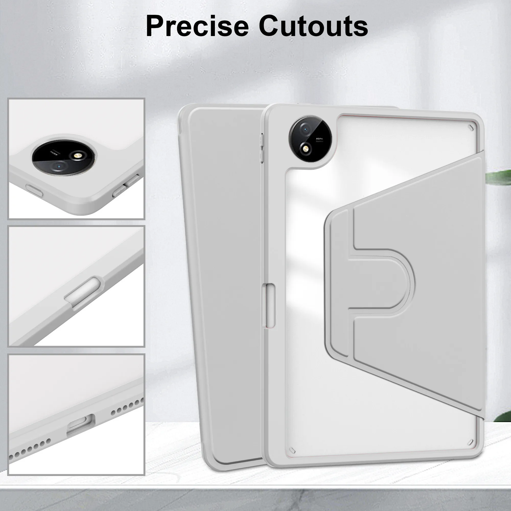 Enhanced Acrylic Rotating Tablet Case with Stand and Auto Sleep/Wake Function