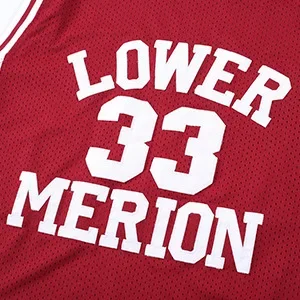 #33 Lower Merion Headgear Men's Maroon High School Retro basketball Jersey Embroidered