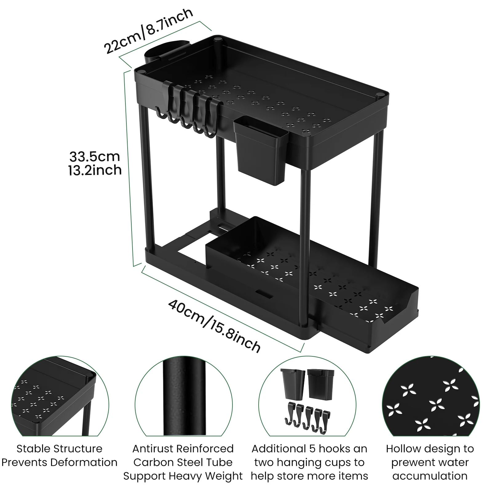 Sb599deb64e55465b8f6ee05e48e3c45ay küchexyz.de Best Price | Fast Delivery |Quality Product Double-Sink Under-Sink Storage Rack, Kitchen Cabinet Storage Rack, Double-Slide Cabinet Basket Storage Drawer, Organizer Rack