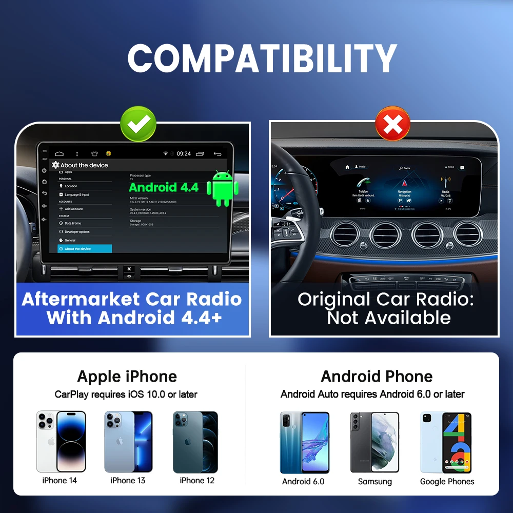 CarlinKit Wireless CarPlay Adapter, for Car Screen with Android System 4.4  or Above, for Android car Radio only, APK Needs to be Installed Before use,  Supports iPhone iOS and Android Phone 