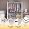 NEW 4 Doors Armoire Wardrobe Closet with Mirror, Wooden Bedroom Armoires with Hanging Rod, Freestanding Wardrobe Cabinet 3