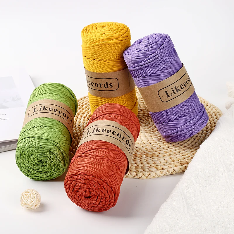 Macrame Cord 4mm Polyester Braided 130m Elastic Yarn Crocheting Crafts Plant Hangers Bag Decor