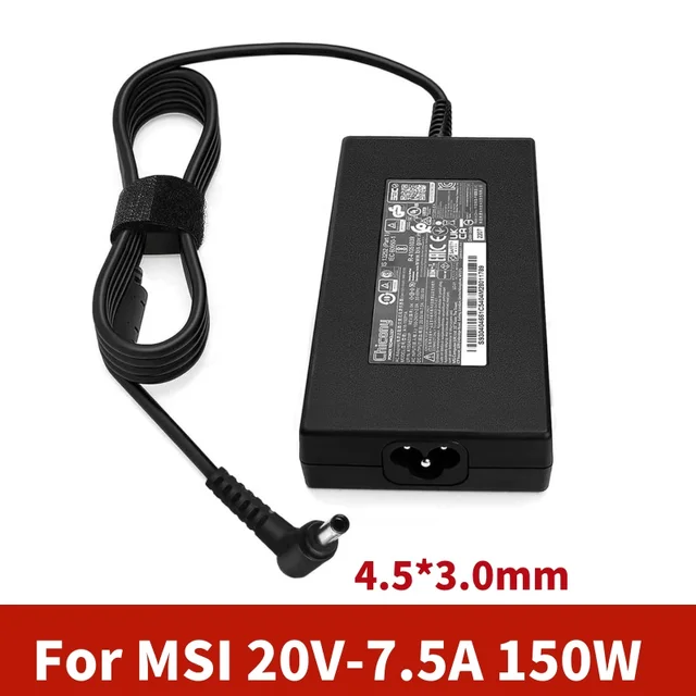 ラップトップ充電器,150w 20v 7.5a,msi用電源66 gl76 gf66 gf76 15m 