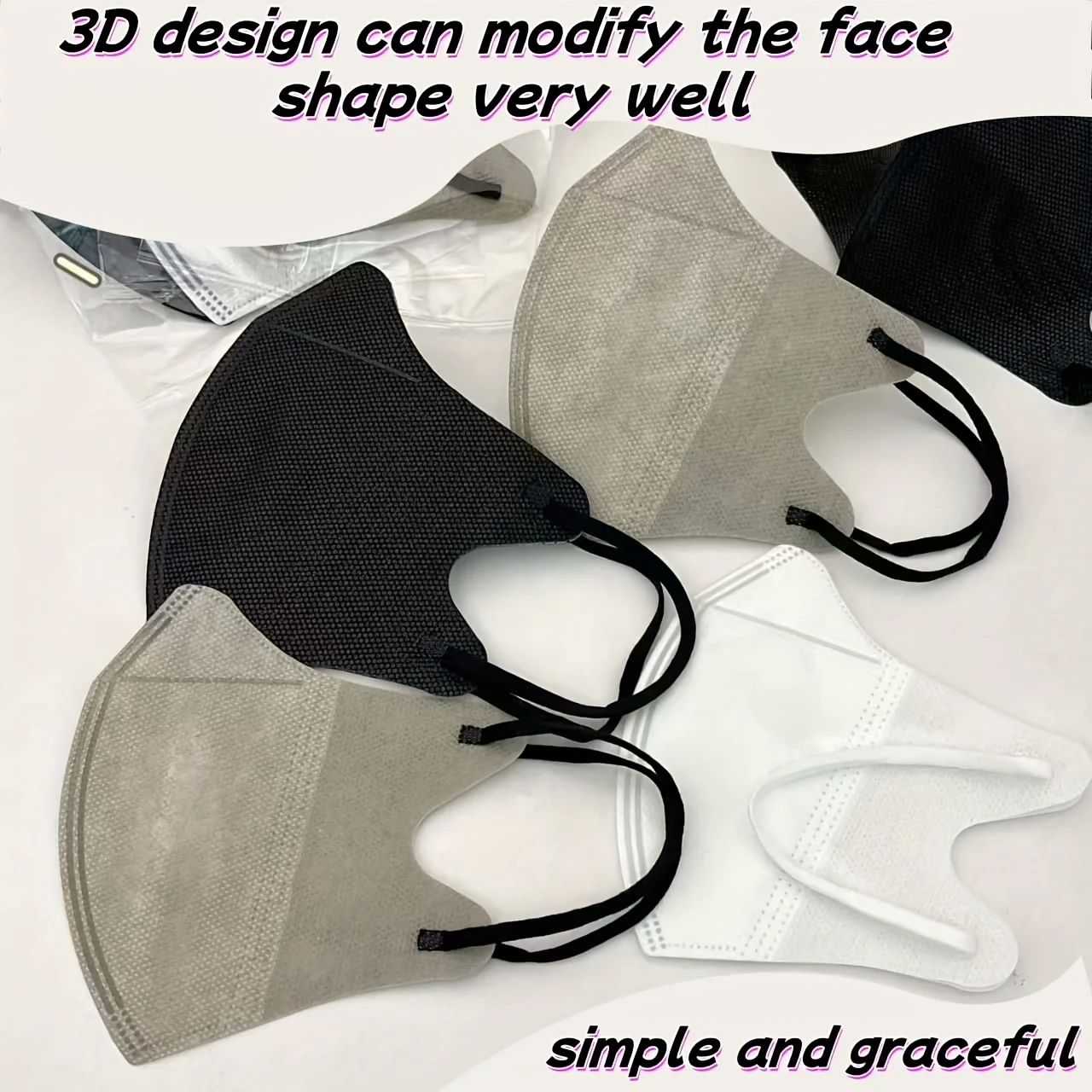 Vibrant 3D Disposable Face Masks - 4-Layer Protection with Enhanced Comfort Design, Ideal for Everyday Use and Bulk Purchase