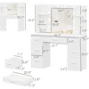 Vanity Desk, Makeup Vanity with 10 LED Lights & 7 Metal Sliding Drawers, Brightness Adjustable, Vanity Table with 6 Open Shelves 5