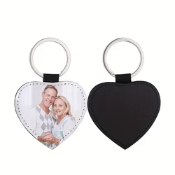 Custom Photo Keychain - Personalized Round Leather Keyring with Sublimation Printing, Unique Gift (Heart shape)