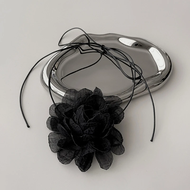Gothic Vintage Lace Flower Choker Necklace for Women Harajuku Gothic Dark For Woman Sweet Collar Necklace Party Female Jewelry
