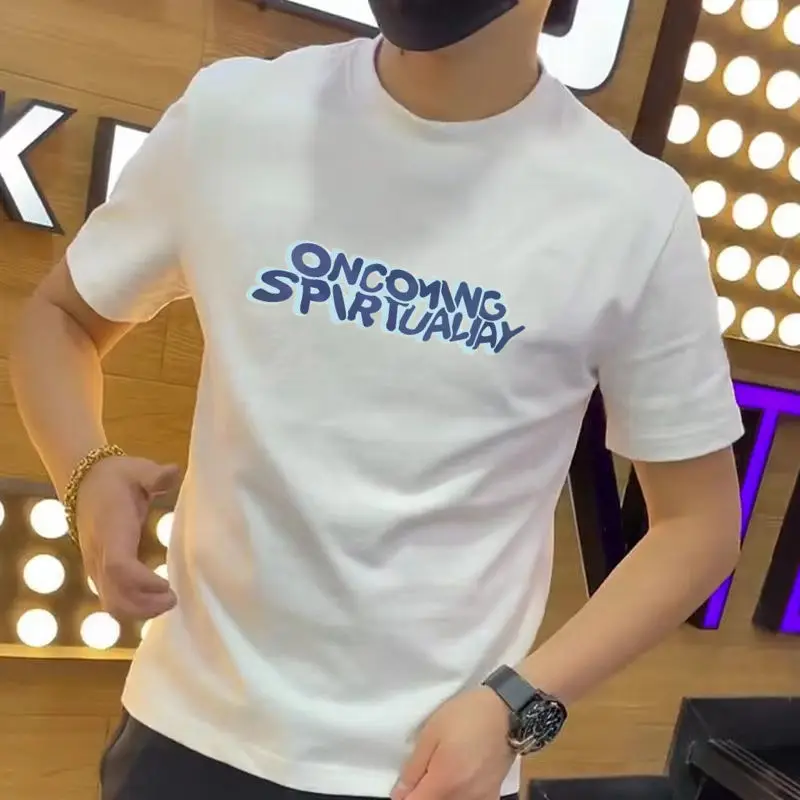 thumbnail image 1 of Camisetas para hombre, ropa, camiseta para hombre, camiseta con el alfabeto blanco, Kpop, ropa de calle de alta calidad, moda al por mayor, vintage, hip hop, gimnasio, elegante, 1 of 5