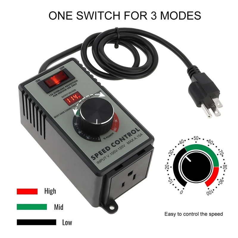 Promotion! AC Motor Speed Controller Variable Speed Controller Fan For Motor Overload Protection US Plug