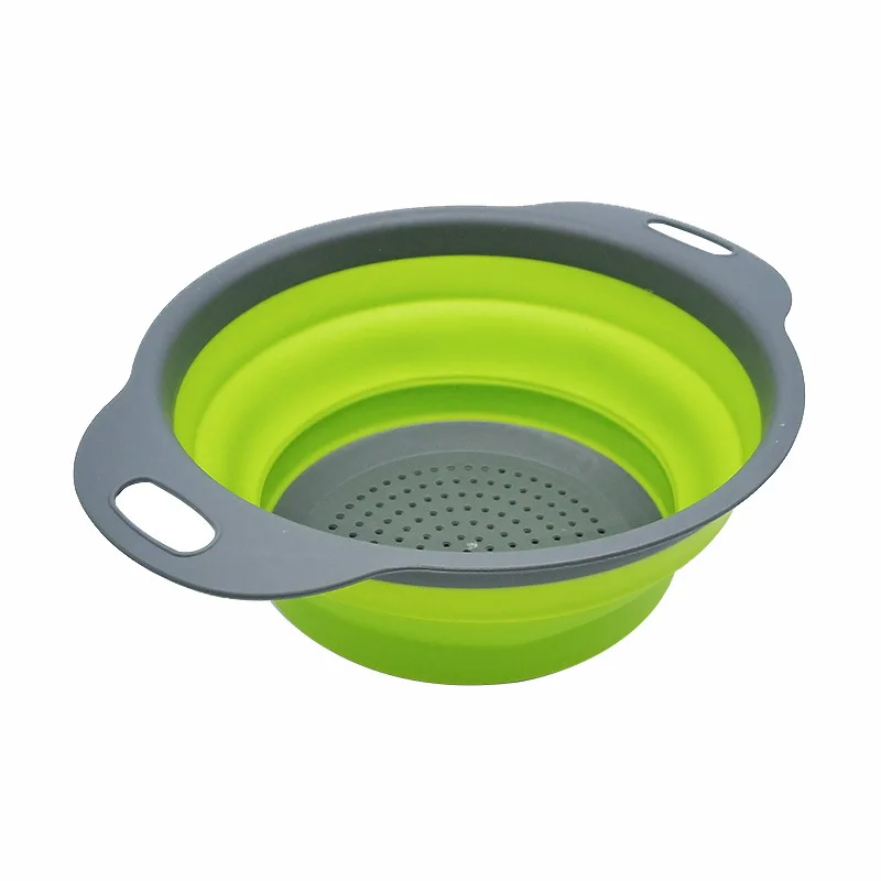 Folding Round/Square Space-save Silicone Drain Basket Fruit Vegetable Washing Basket Strainer Collapsible Drainer Kitchen Tool