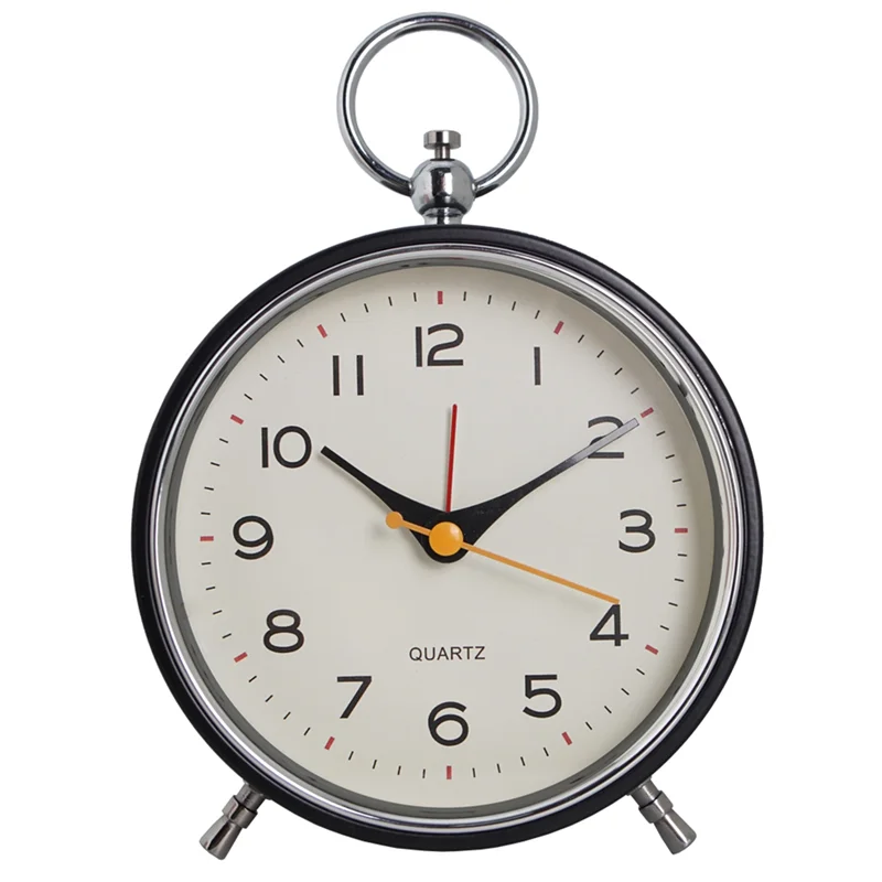 

Круглый будильник в стиле ретро, Аналоговый Будильник с функцией повтора, не тикает, для спальни, гостиной, детской комнаты, черный