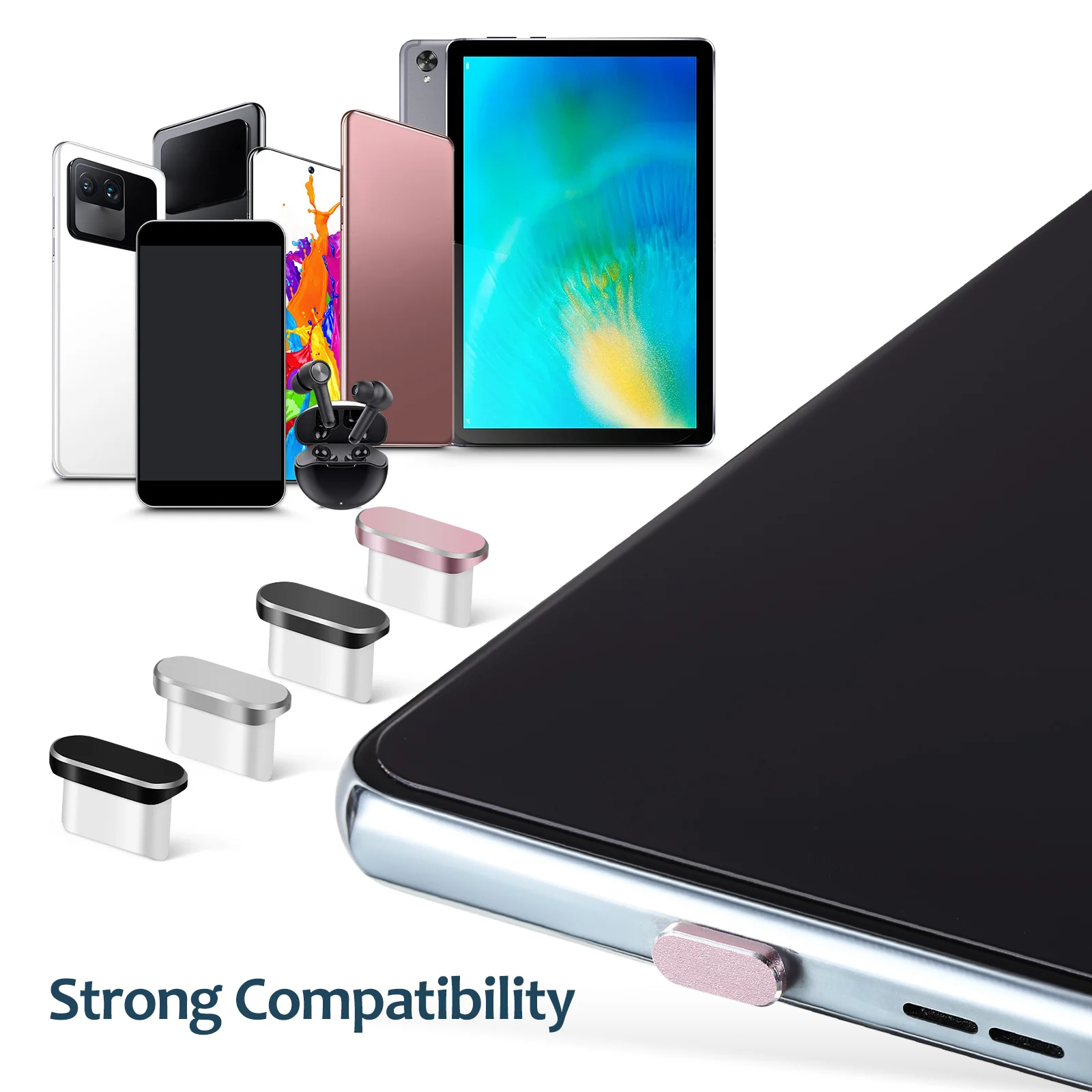 USB C 먼지 플러그 C타입 먼지 커버, 휴대폰 포트 캡 보호대, 대부분의 C타입 휴대폰과 호환 가능