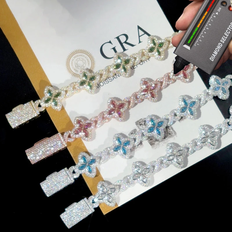 Fine Jewelry VVS1 D Color Moissanite Cuban Chain Bracelet