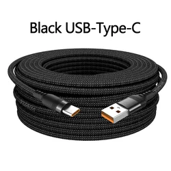 Durable 6A USB Type C/Micro USB 5m Fast Charging Cable - Extra Long Android Charger - 3m (Black USB C)