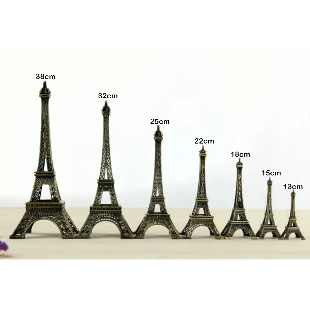 High Quality Metal Eiffel Tower Statue Bronze 7 Sizes Eiffel Tower Model with Box Exquisite Design Architectural Collectibles