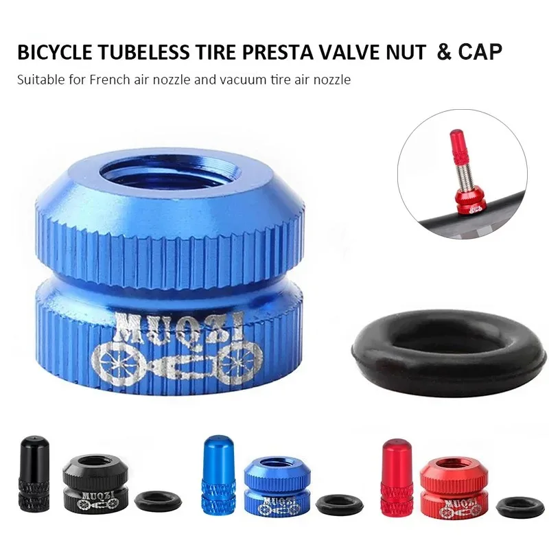 Bicycle tire valve nut with valve cap set 2-6 sets MTB road bike tubeless stem protection screw dust cover accessories