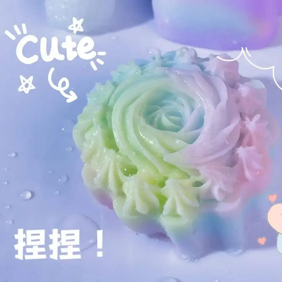 Fidget toys squishy toys stress relief toys childrens toys cat's paw decompression toys soft cute 3D elastic jelly squishy toys rainbow color mochi girls kawaii decor birthday gift