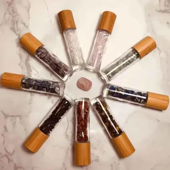 Doterra oil GlassCrystalStone Essential Oils Massage Roller Bottles Empty Refillable Roll On Perfume / Aromatherapy Stone bottle