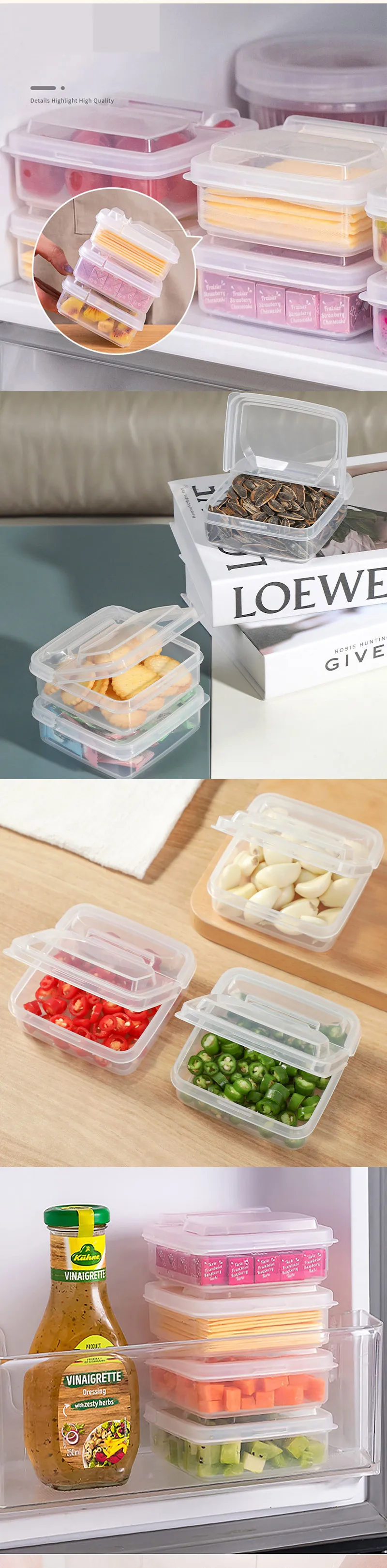 Description Picture 3 of itemCheese sorting box Refrigerator sealed crisper Clamshell Butter block storage box Scallion ginger garlic seasoning storage box