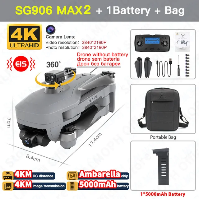 SG906 MAX 1 / Pro 2 Professional FPV 4K Camera Drone with 3-Axis