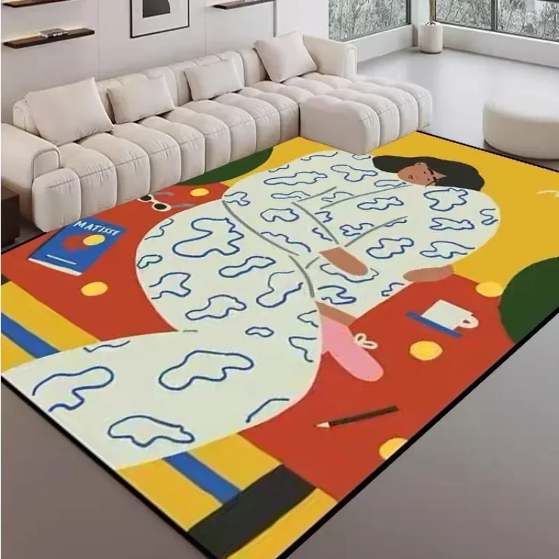 Creative Abstract Living Room Carpet Foldable Machine Washable Coffee Tables Bedroom Plush Mat Art Graffiti Rug Ковер Tapis 러그 5