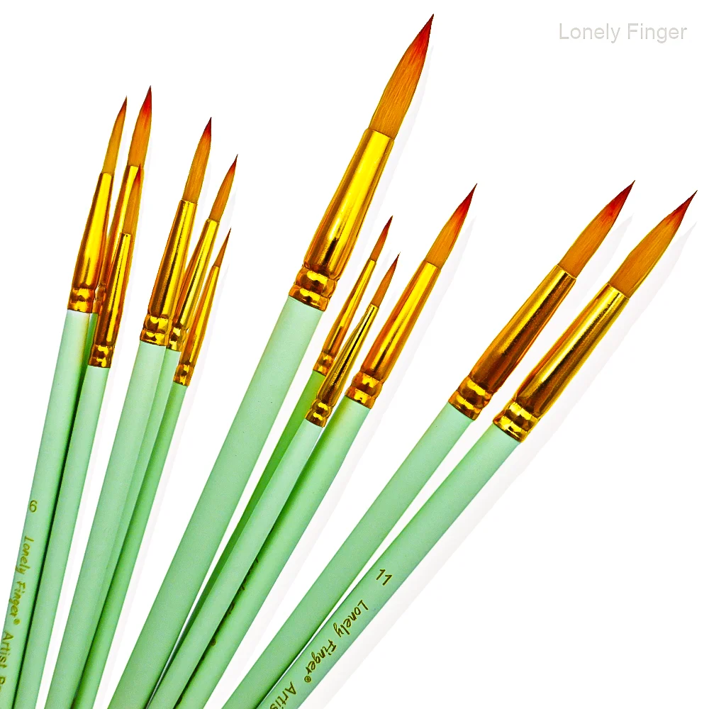 12개 원형 페인트 브러쉬 세트, 전문가용 아크릴 페인트 브러쉬, 아크릴 페인팅, 유화, 수채화, 구아슈, 미술에 적합