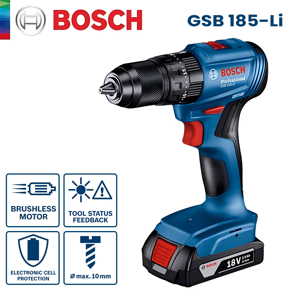 Bosch Gsb 185Li Trapano A Batteria Trapano A Percussione Elettrico Senza Spazzole 50 Nm Coppia Massima Martello Trapano Cacciavite Bosch Power Tool