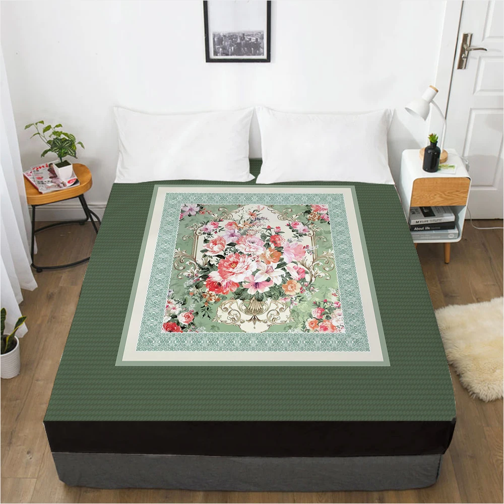 

Оригинальная простыня с резинкой, 1 шт., чехол для матраса, размер 160x200, настраиваемый размер, покрывало для кровати с масляным цветком, красный