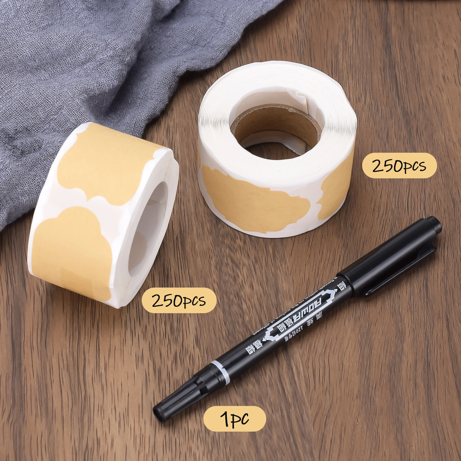2Rolls 500pcs Kitchen Glass Spice Sticker Jar Sticker Waterproof Kitchen Label Blackboard 1pc Black Marker