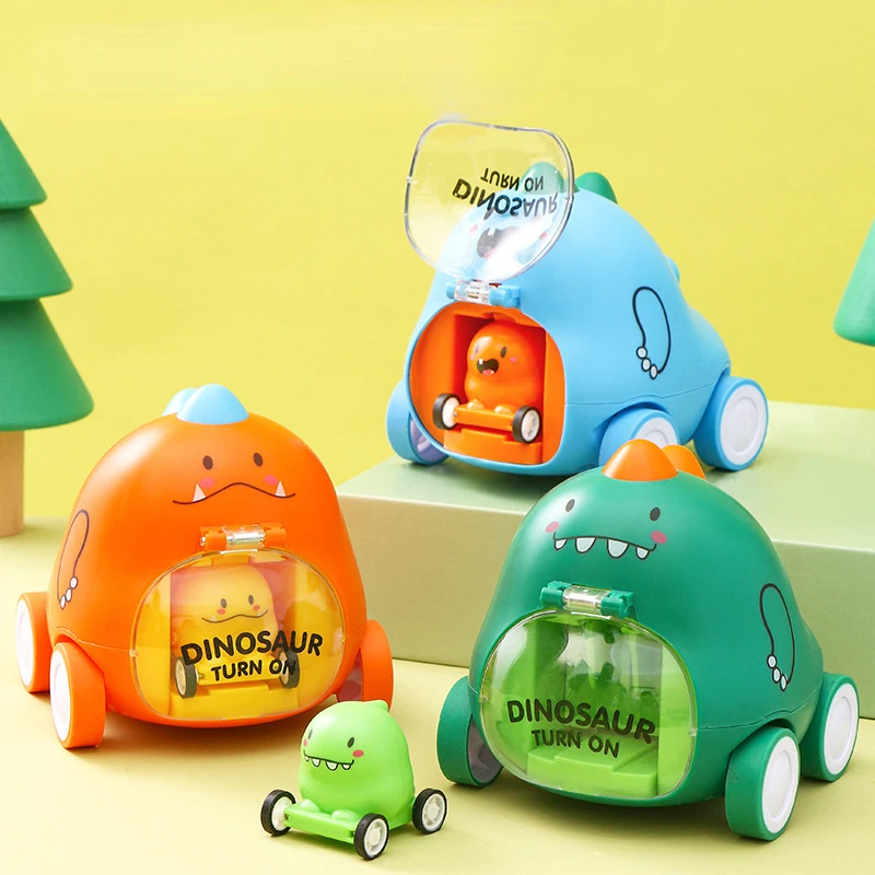 

Dinosaur Press Ejector Car Toys Children's Inertial Force Return Car Cartoon Dinosaur Toy Car Funny Creative Parent-child Games