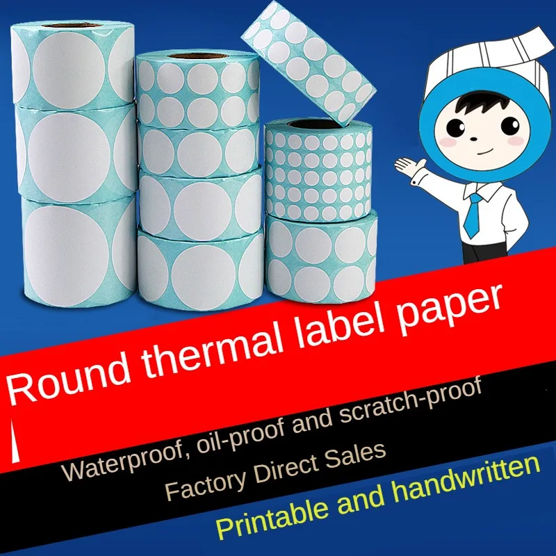 

Circular Three Proof Thermal Label Paper Sealing Label Barcode Printer White Round Sticker Roll Multi Size Papel Autoadhesivo