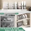 Expandable Pans Organizer Rack Kitchen Cabinet Pan Rack Utensil Rack, Dish Drainer Space-Saving Cabinet Storage Rack Christmas 3