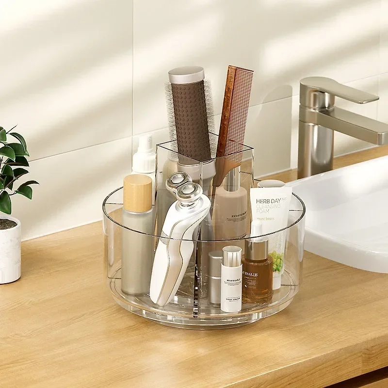 Cosmetics Rotary Storage Box Acrylic Transparent Makeup Flat Storage Rack Desktop Dressing Table Rack storage box makeup organizer makeup storage box cosmetic storage box cosmetics shelf