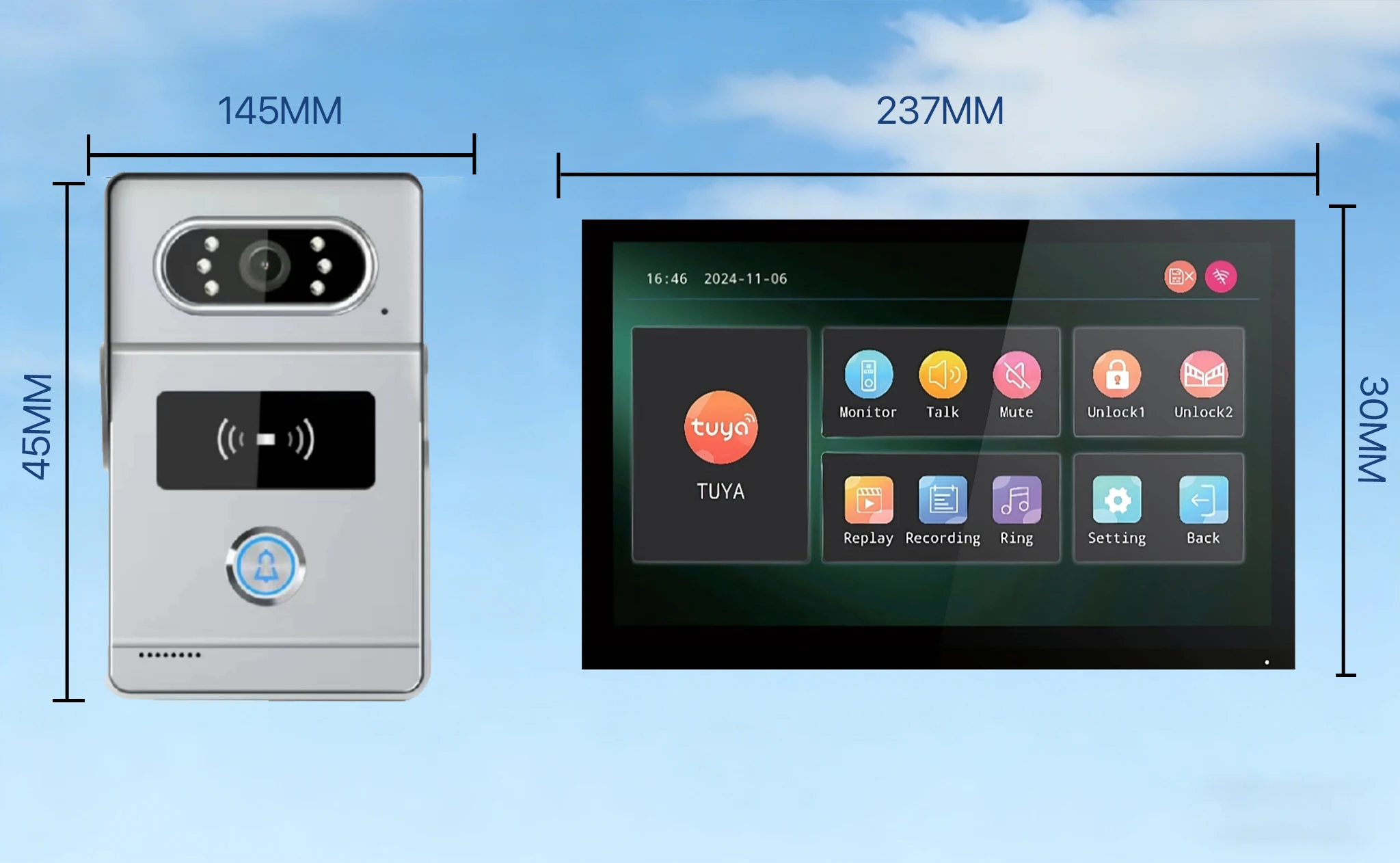 Sb59b2927f8424c3da59fd5a75e7caa9fh Tuya 7" Touch Screen 2-Wire Smart Video Doorbell System APP APP Remote RFID Unlock Night Vision Home Intercom Kits For Villa